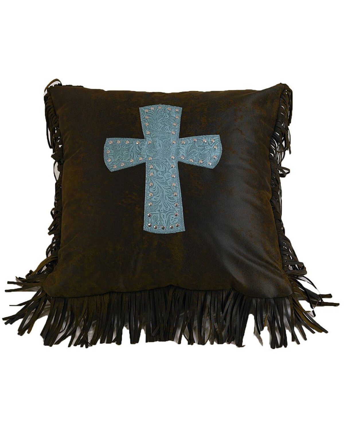 HiEnd Accents Cheyenne Turquoise Cross Pillow
