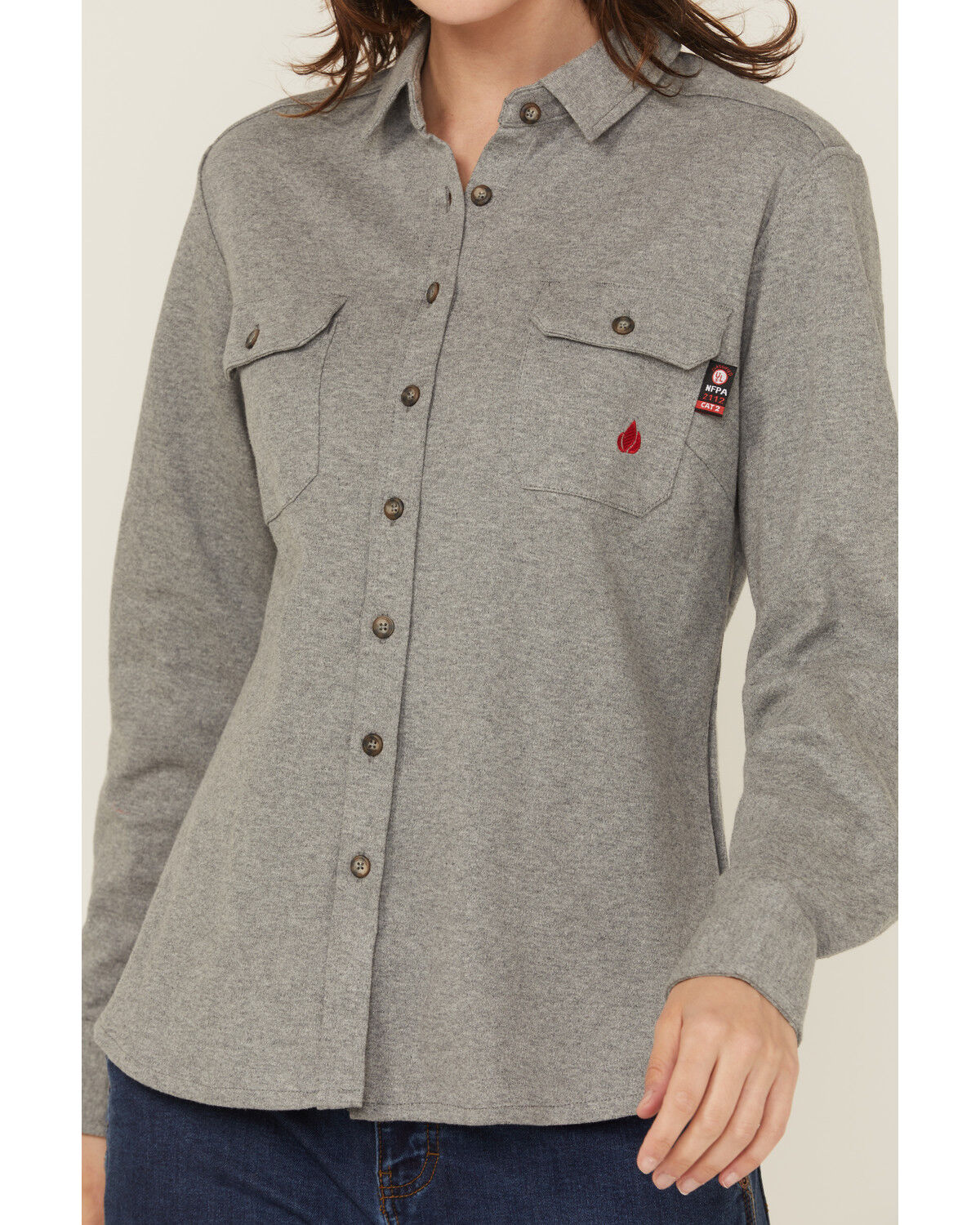 Forge Workwear Women's FR Knit Long Sleeve Button-Down Work Shirt