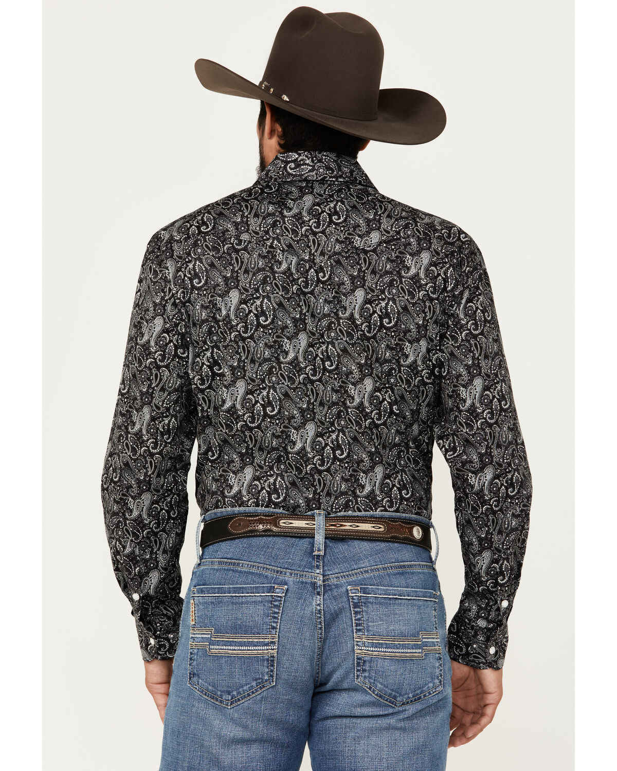 Rough Stock by Panhandle Men's Paisley Print Long Sleeve Snap Stretch Western Shirt