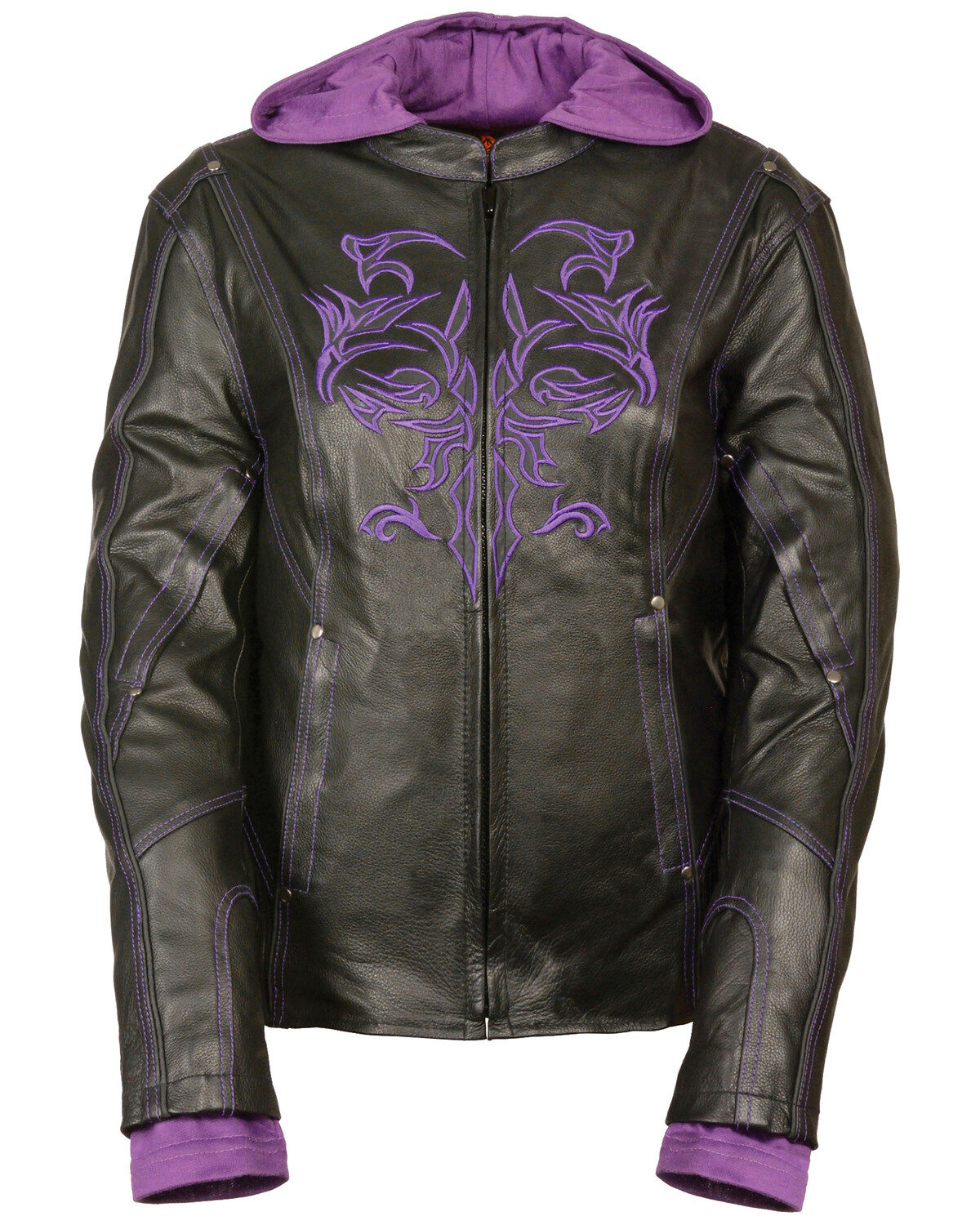 Milwaukee Leather Women's 3/4 Leather Jacket With Reflective Tribal Detail