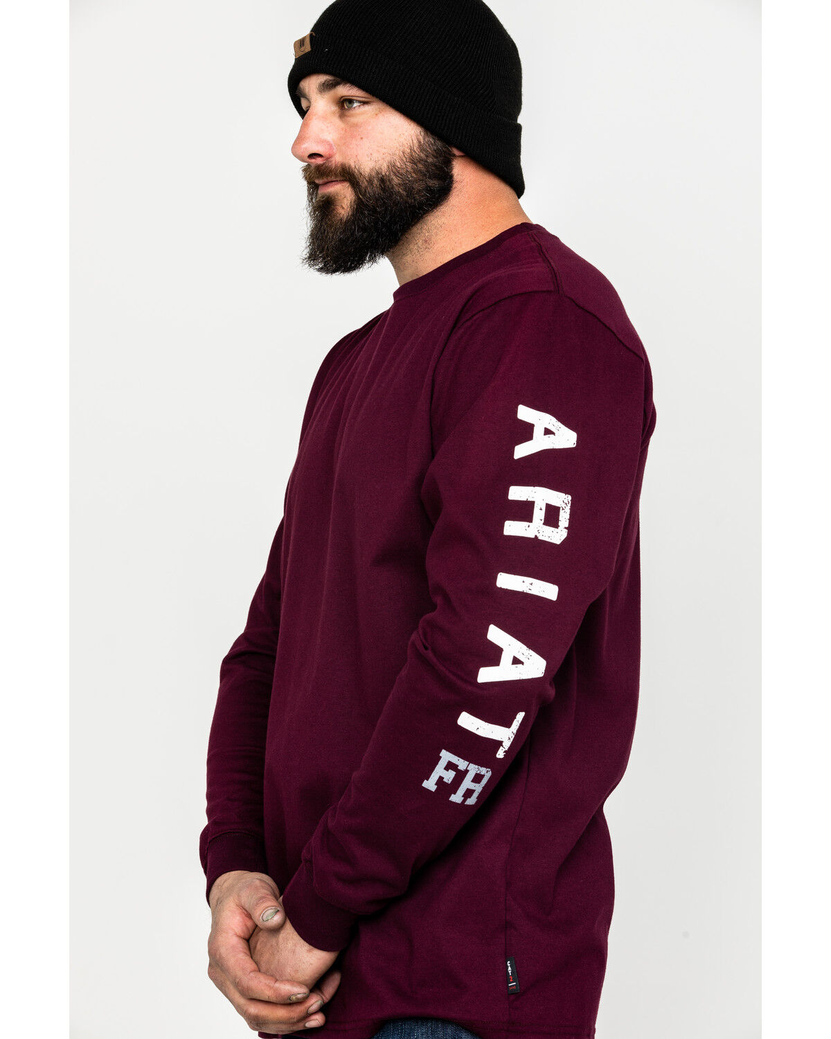 Ariat Men's FR Roughneck Skull Logo Crew Long Sleeve Work T-Shirt