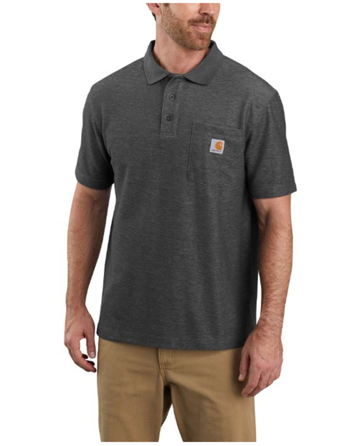 Carhartt Men's Loose Fit Midweight Short Sleeve Button-Down Polo Shirt - Tall