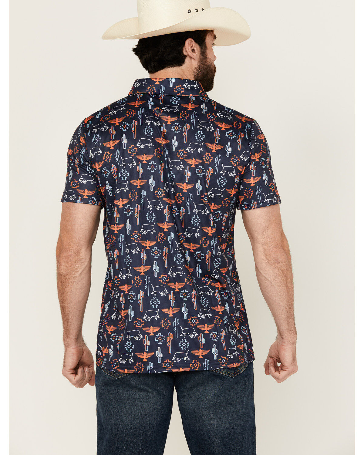 Rock & Roll Denim Men's Conversational Print Short Sleeve Polo Shirt