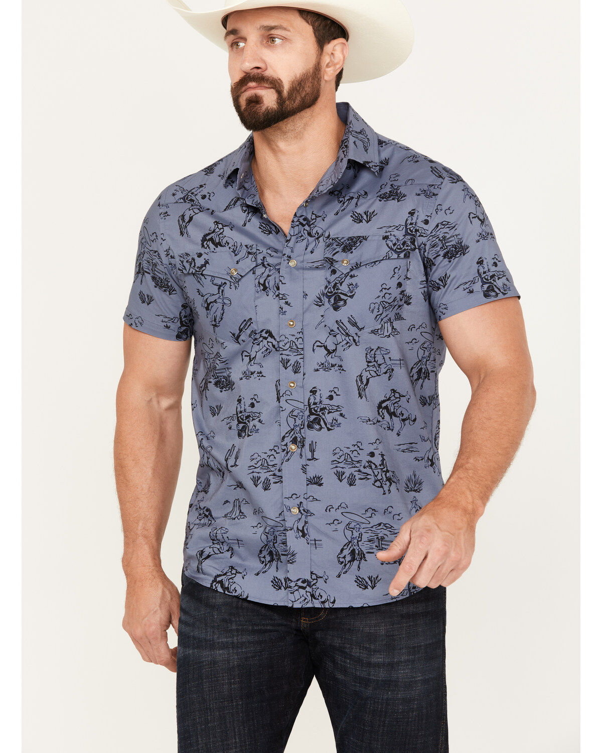 Pendleton Men's Laramie Cowboy Print Short Sleeve Snap Western Shirt