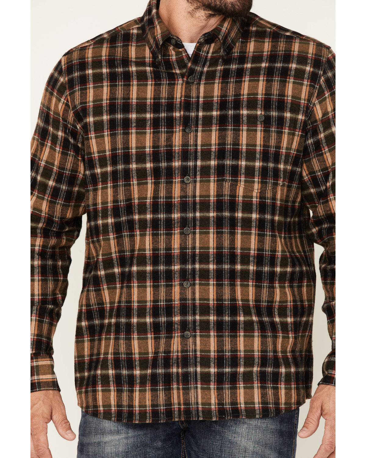 North River Men's Small Plaid Print Long Sleeve Button-Down Flannel Shirt
