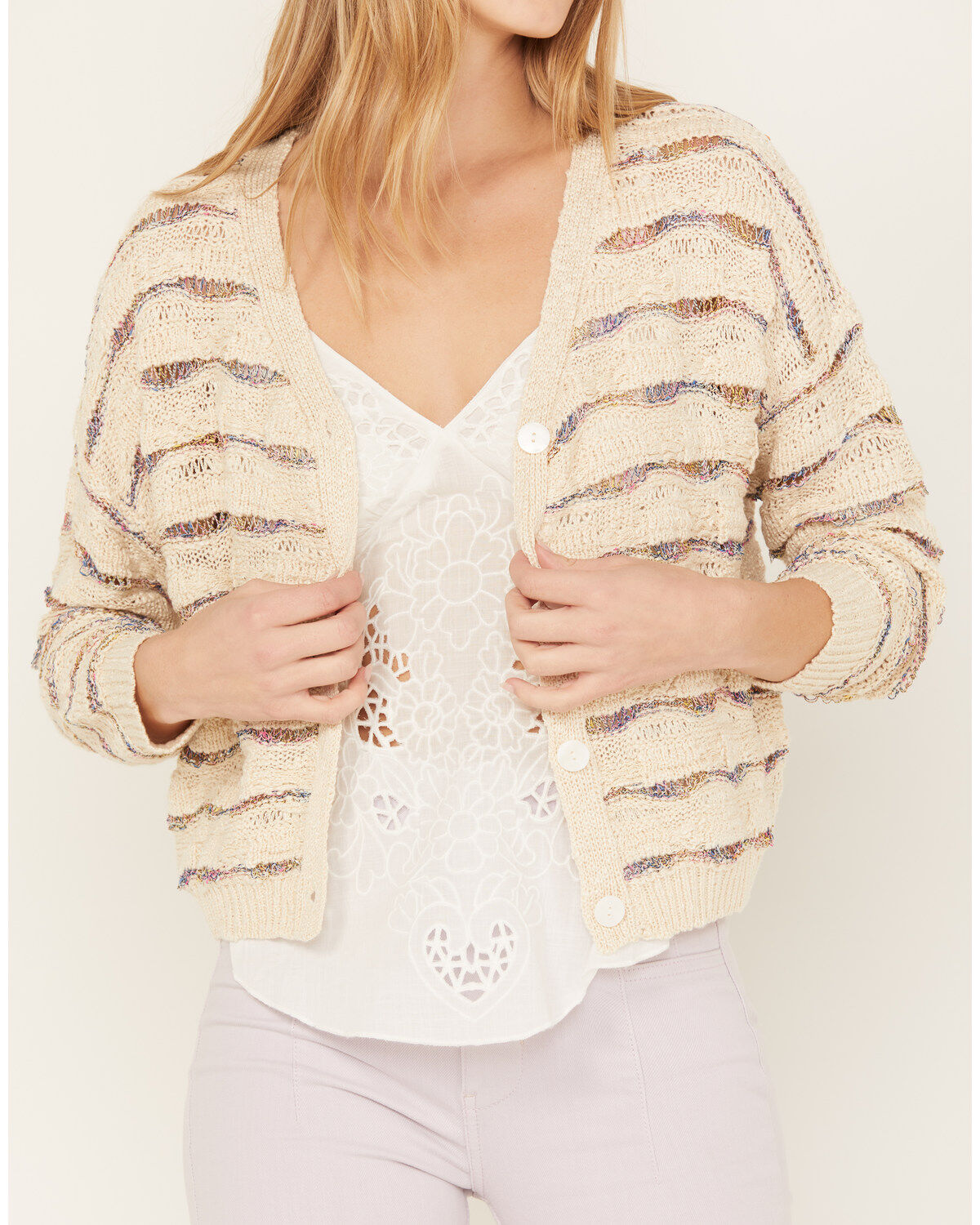 Molly Bracken Women's Striped Button Down Cardigan