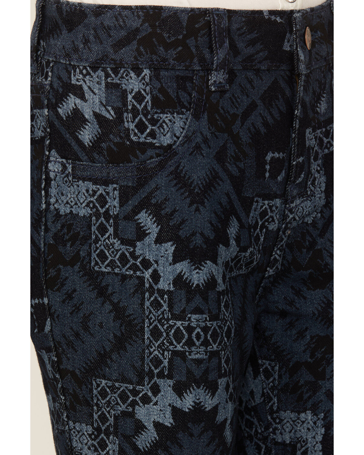 Shyanne Girls' Dark Wash Allover Printed Flare Jeans