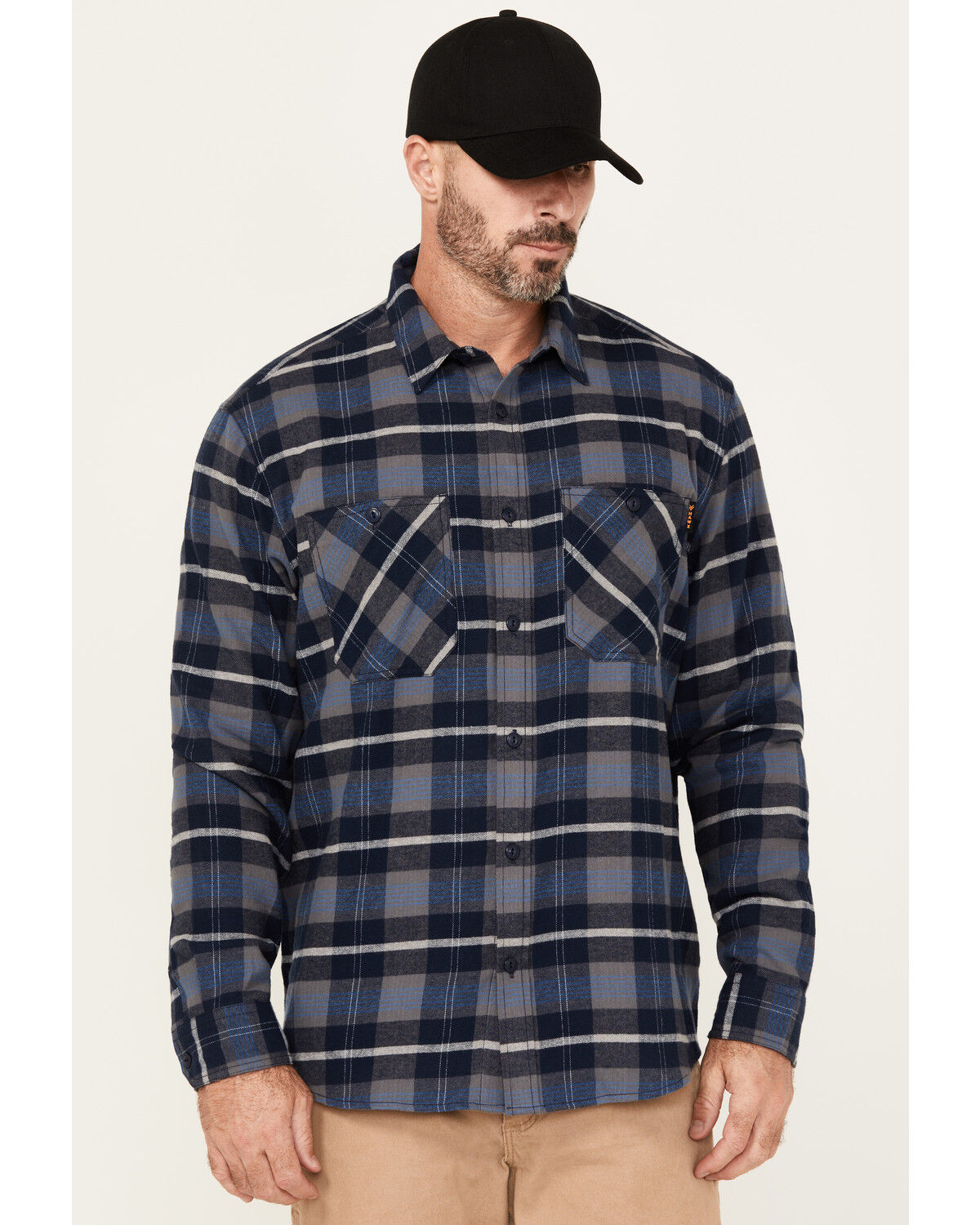 Hawx Men's Ball Plaid Print Long Sleeve Button-Down Flannel Work Shirt