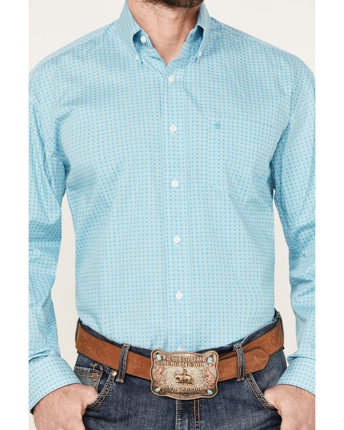 Stetson Men's Geo Print Long Sleeve Button Down Western Shirt