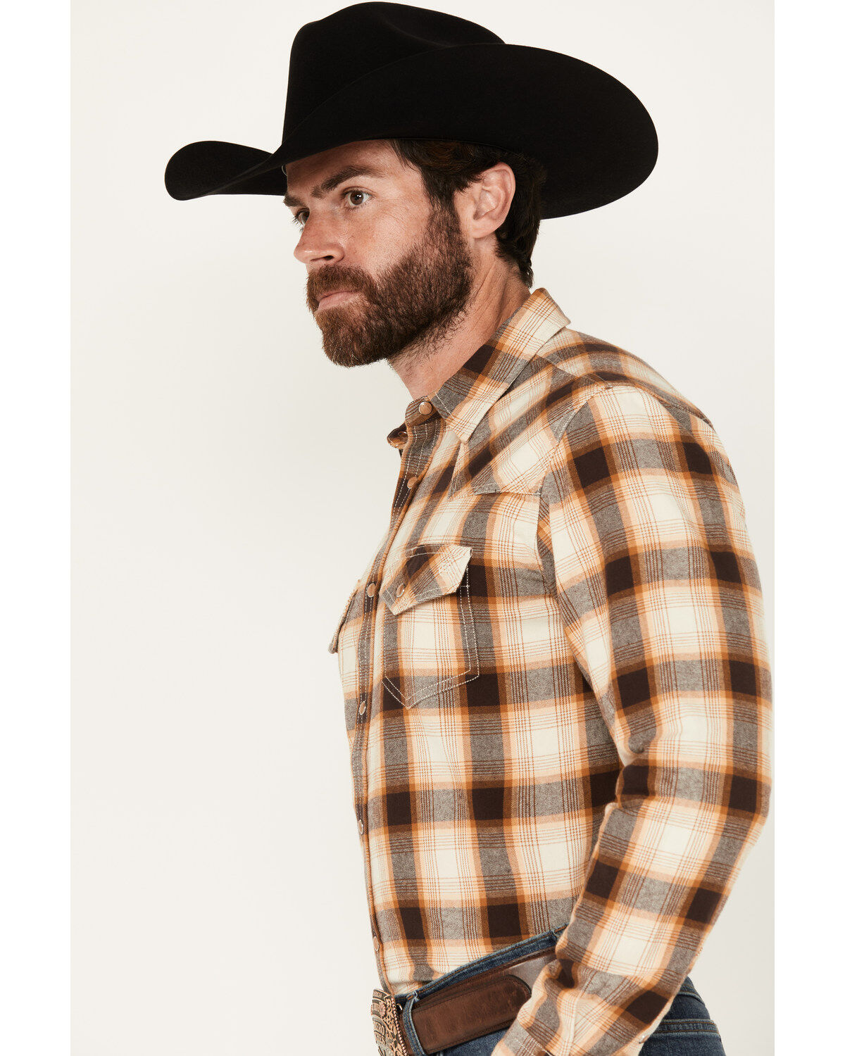 Blue Ranchwear Galveston Plaid Print Long Sleeve Snap Western Shirt