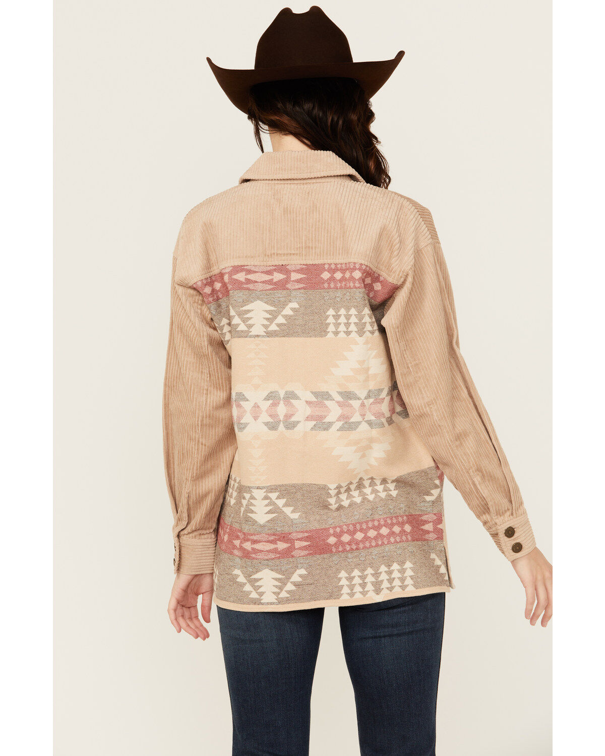 Shyanne Women's Wide Wale Southwestern Print Corduroy Shacket