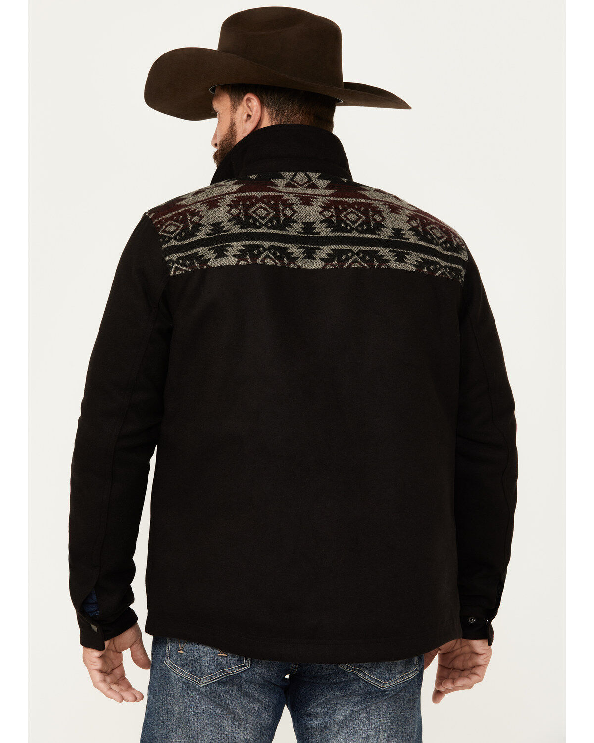 Moonshine Spirit Men's Southwestern Print Snap Trucker Jacket