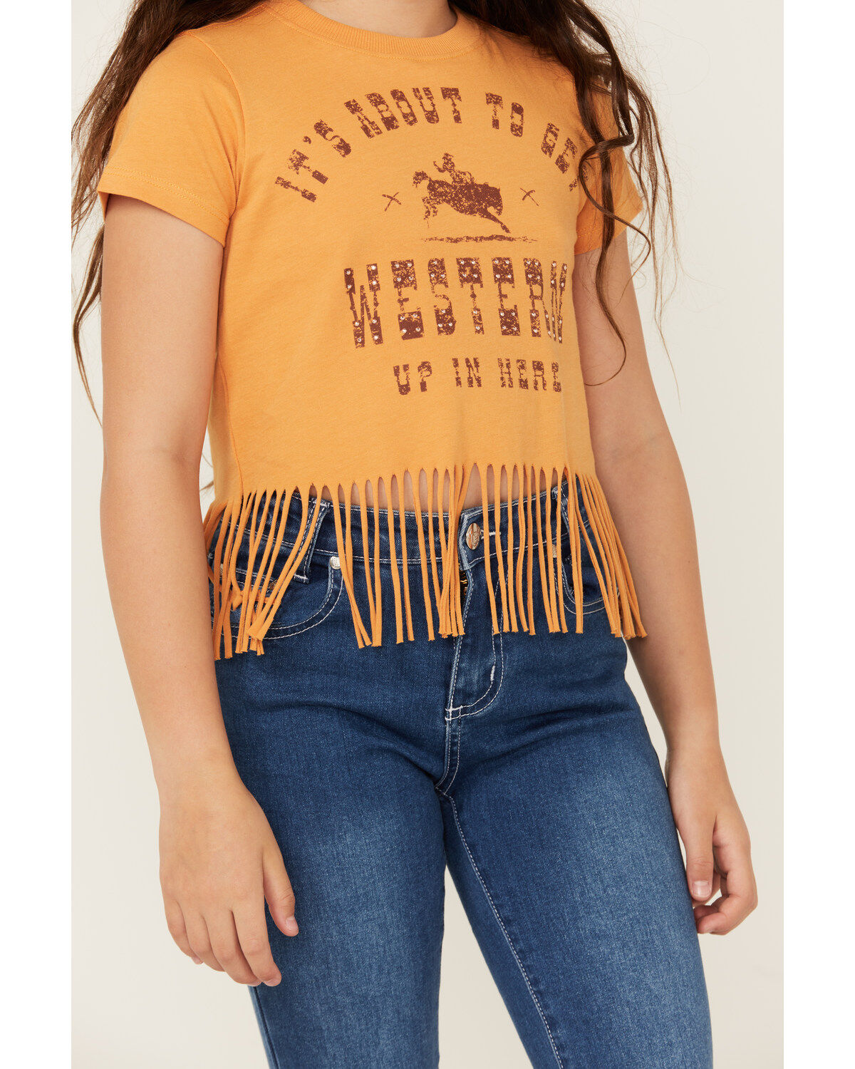 Shyanne Girls' It's About To Get Western Fringe Short Sleeve Graphic Tee
