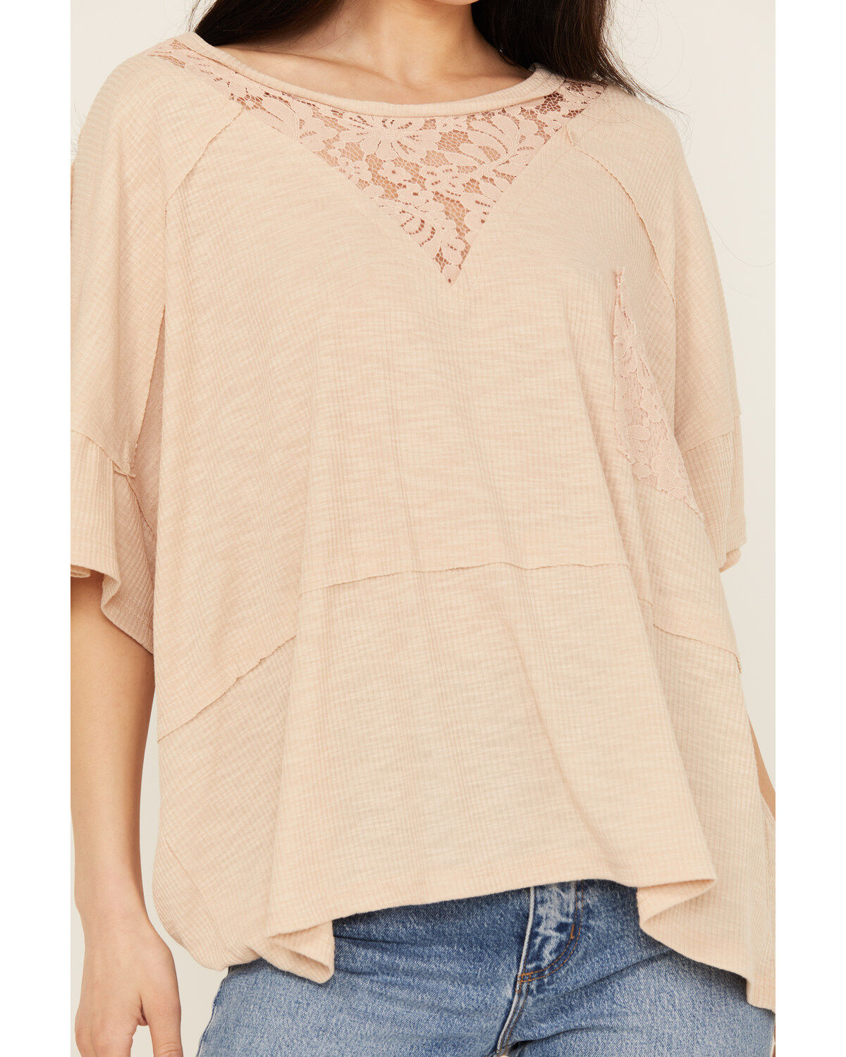 People of Leisure Women's Lace Short Sleeve Shirt