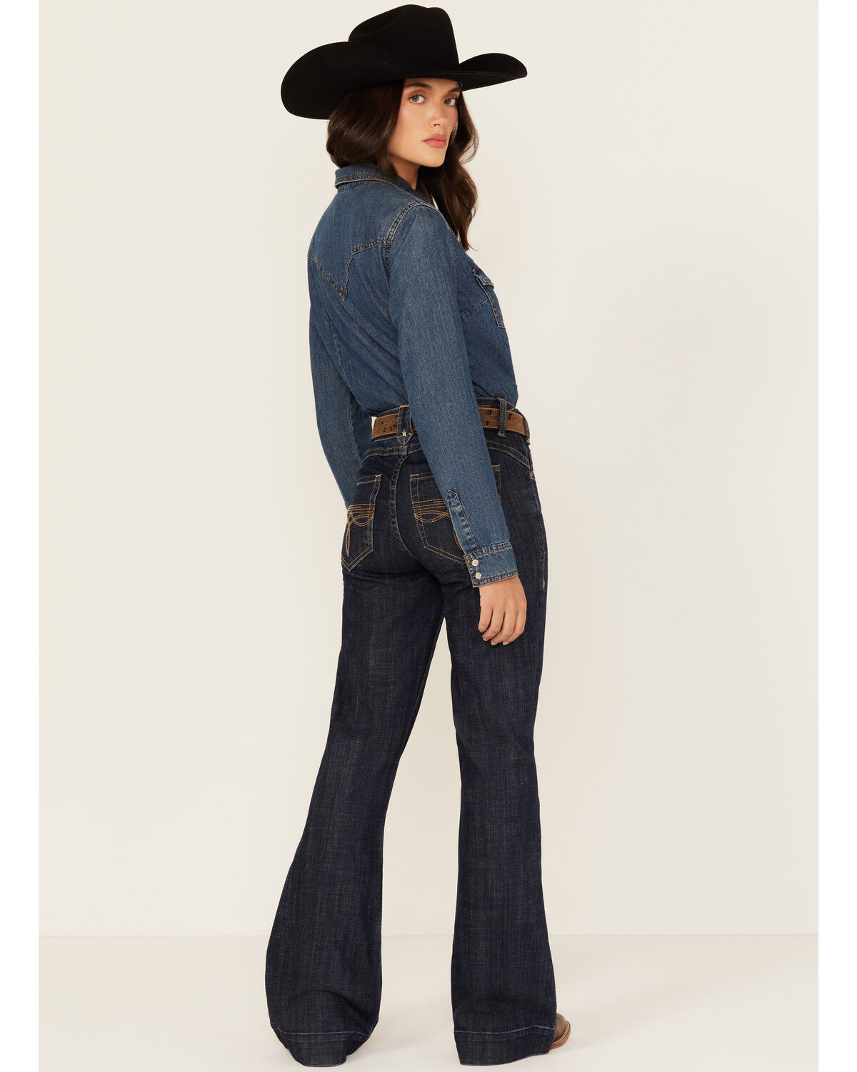 Rock & Roll Denim Women's Dark Wash Mid Rise Trouser Stretch Denim Jeans