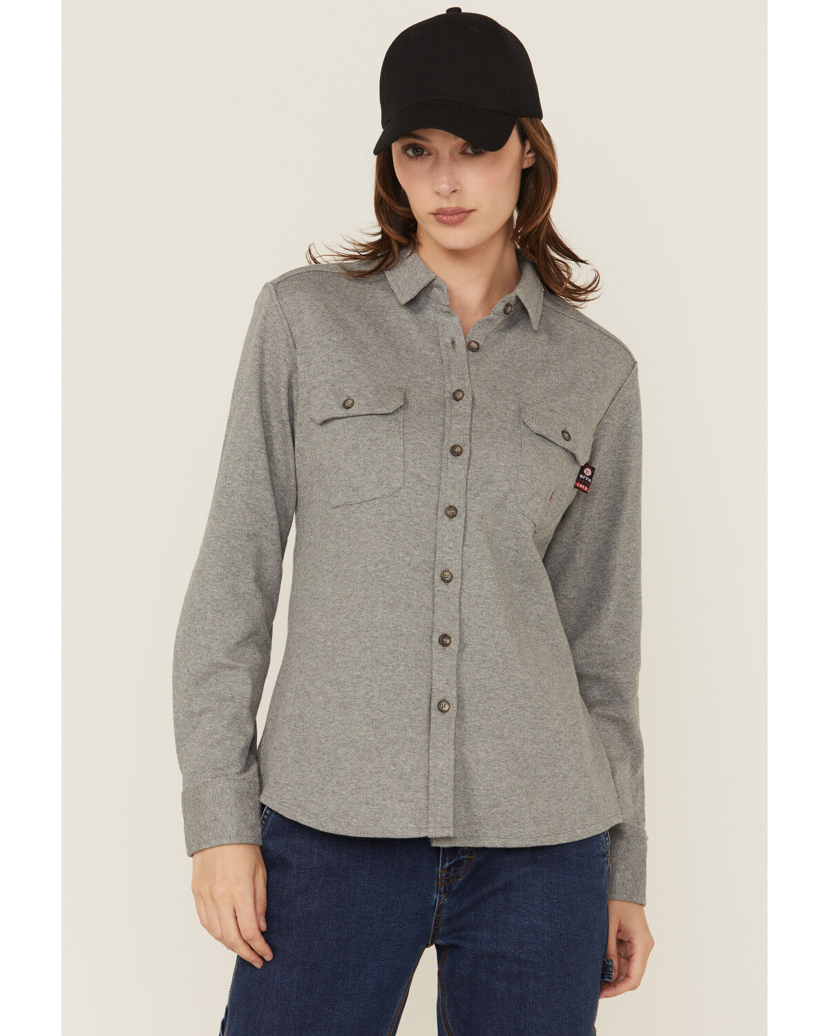 Forge Workwear Women's FR Knit Long Sleeve Button-Down Work Shirt