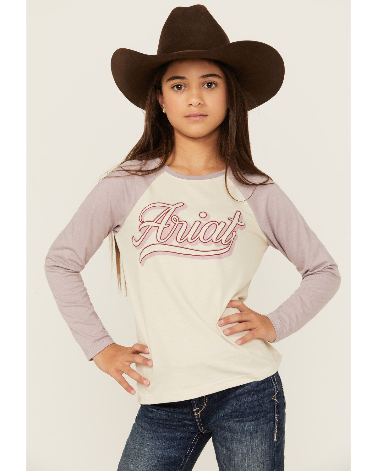 Ariat Girls' Script Baseball Long Sleeve Shirt
