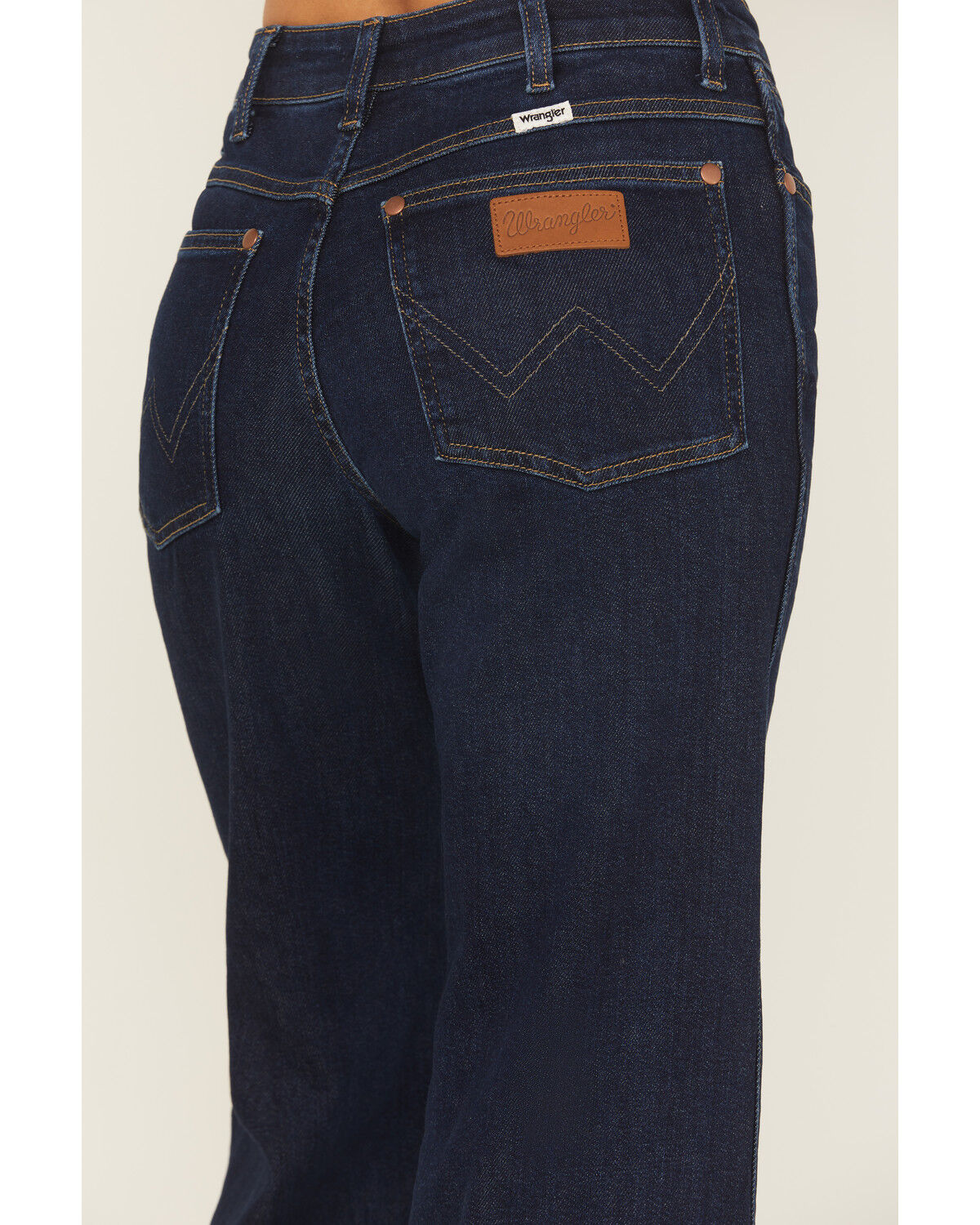 Wrangler Women's Dark Wash Mid Rise Weathered Rinse Heritage Flare Stretch Denim Jeans