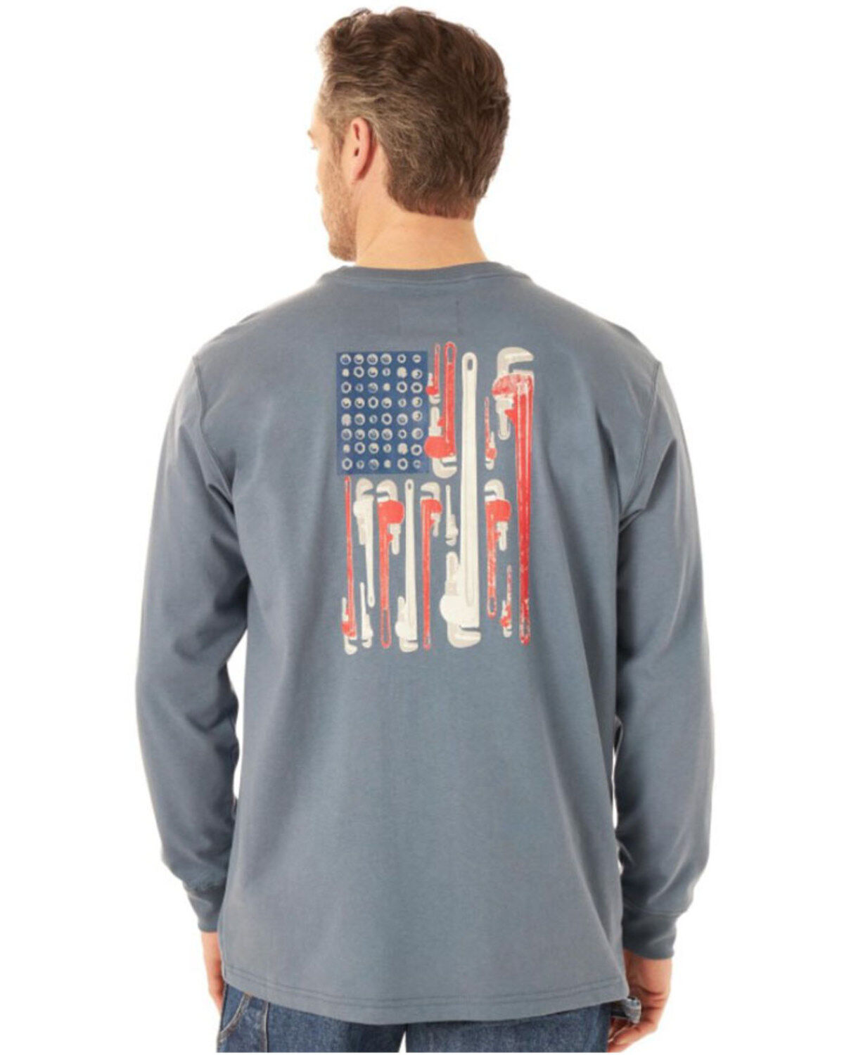 Wrangler FR Men's Wrench Flag Graphic Long Sleeve Work T-Shirt - Big