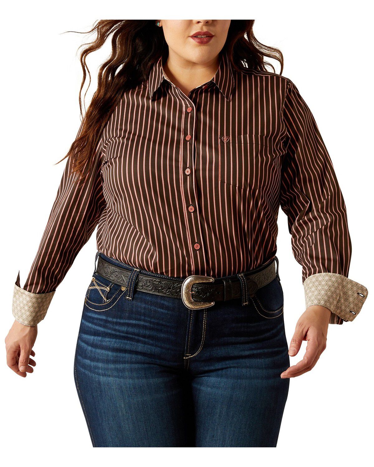 Ariat Women's Kirby Striped Long Sleeve Button-Down Stretch Western Shirt - Plus