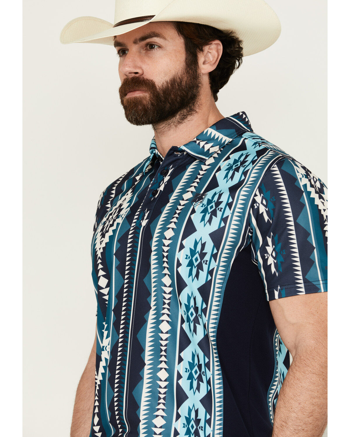 RANK 45® Men's Monrovia Southwestern Striped Short Sleeve Polo Shirt