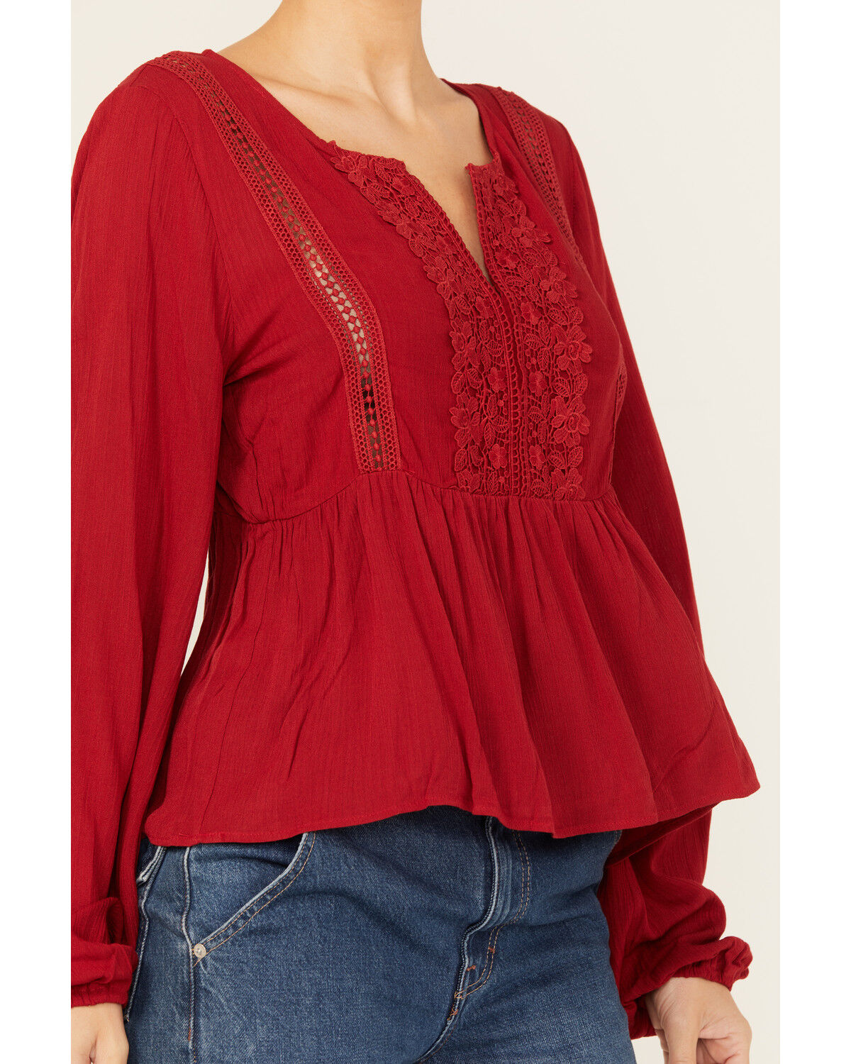 Wild Moss Women's Crochet Trim Top