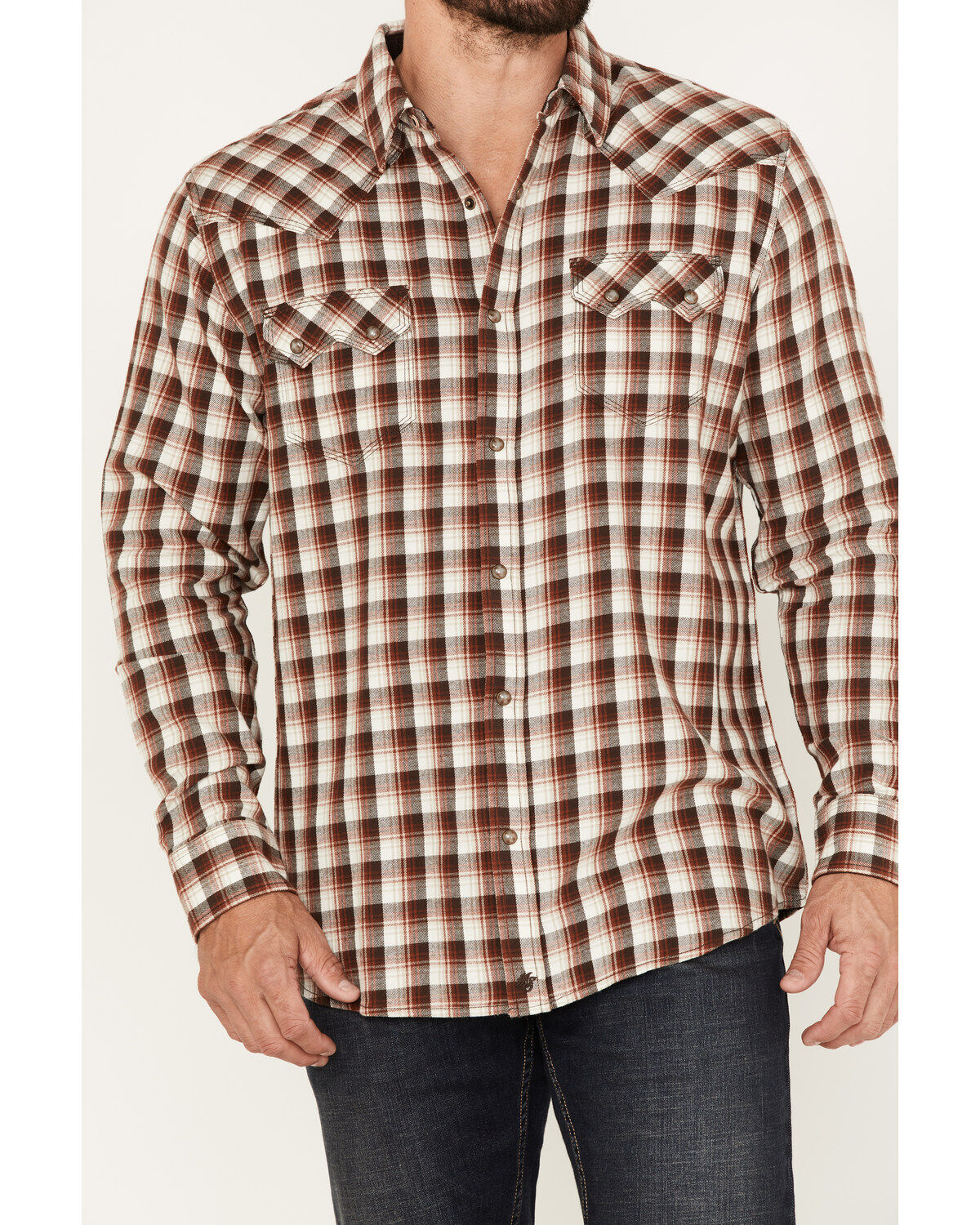 Moonshine Spirit Men's Dirt Runner Plaid Print Snap Western Flannel Shirt