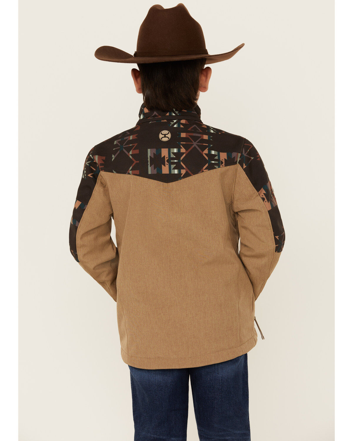 Hooey Boys' Southwestern Print Color Block Softshell Jacket