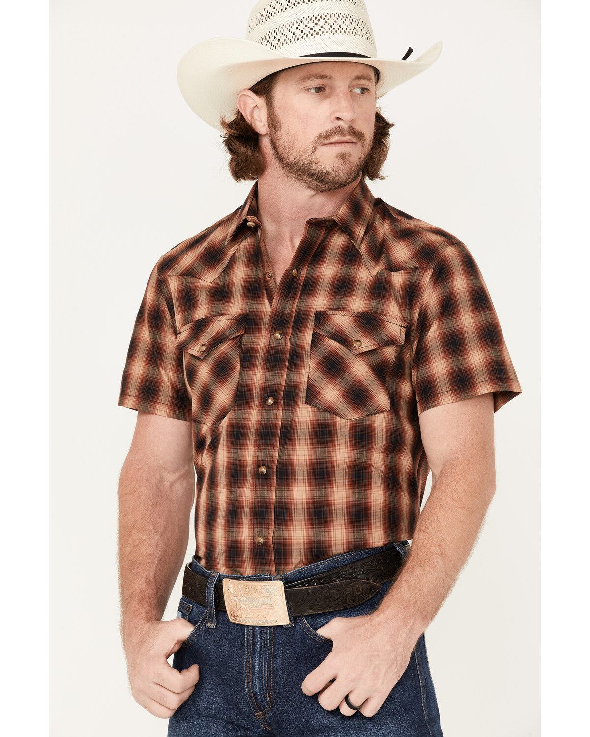 Pendleton Men's Frontier Large Plaid Short Sleeve Western Shirt