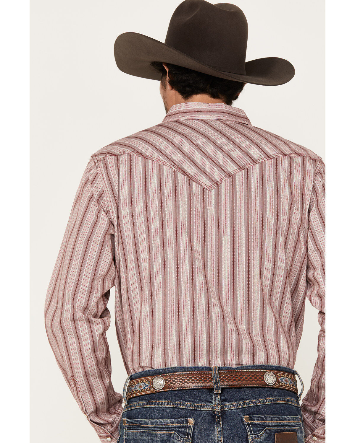 Moonshine Spirit Men's Red Canyon Striped Long Sleeve Pearl Snap Western Shirt