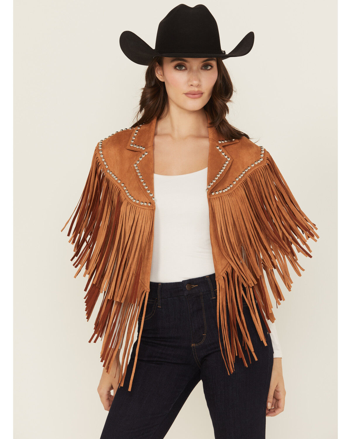 Saints & Hearts Women's Faux Suede Studded Cape