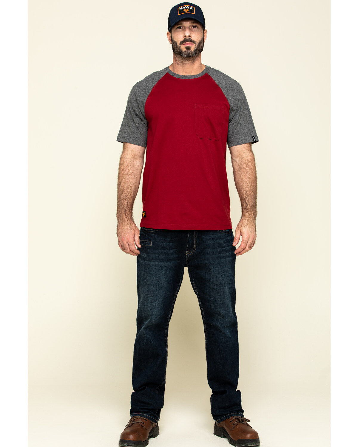 Hawx Men's Red Midland Short Sleeve Baseball Work T-Shirt