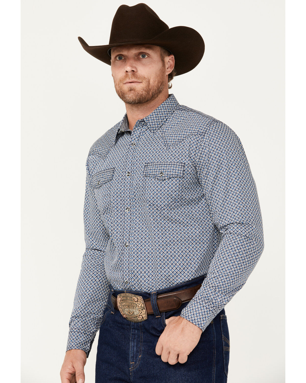 Cody James Men's Reride Geo Print Long Sleeve Snap Western Shirt