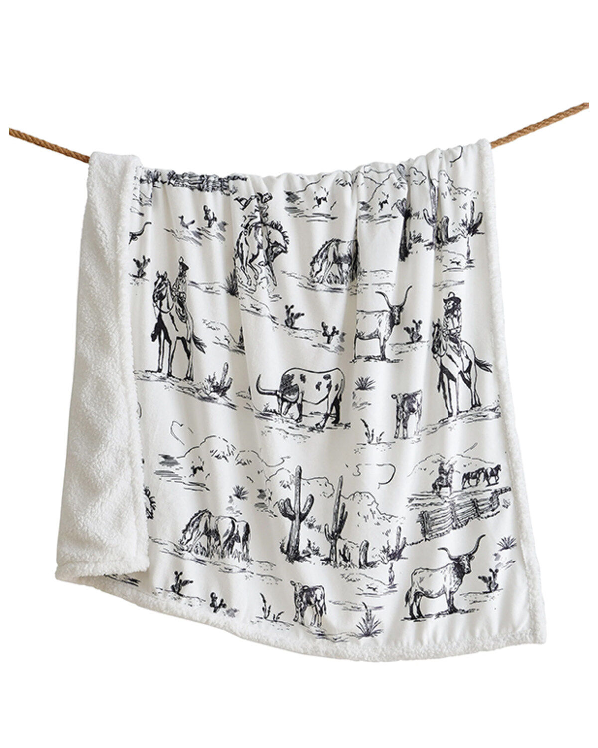 HiEnd Accents Ranch Life Western Toile Campfire Sherpa Throw