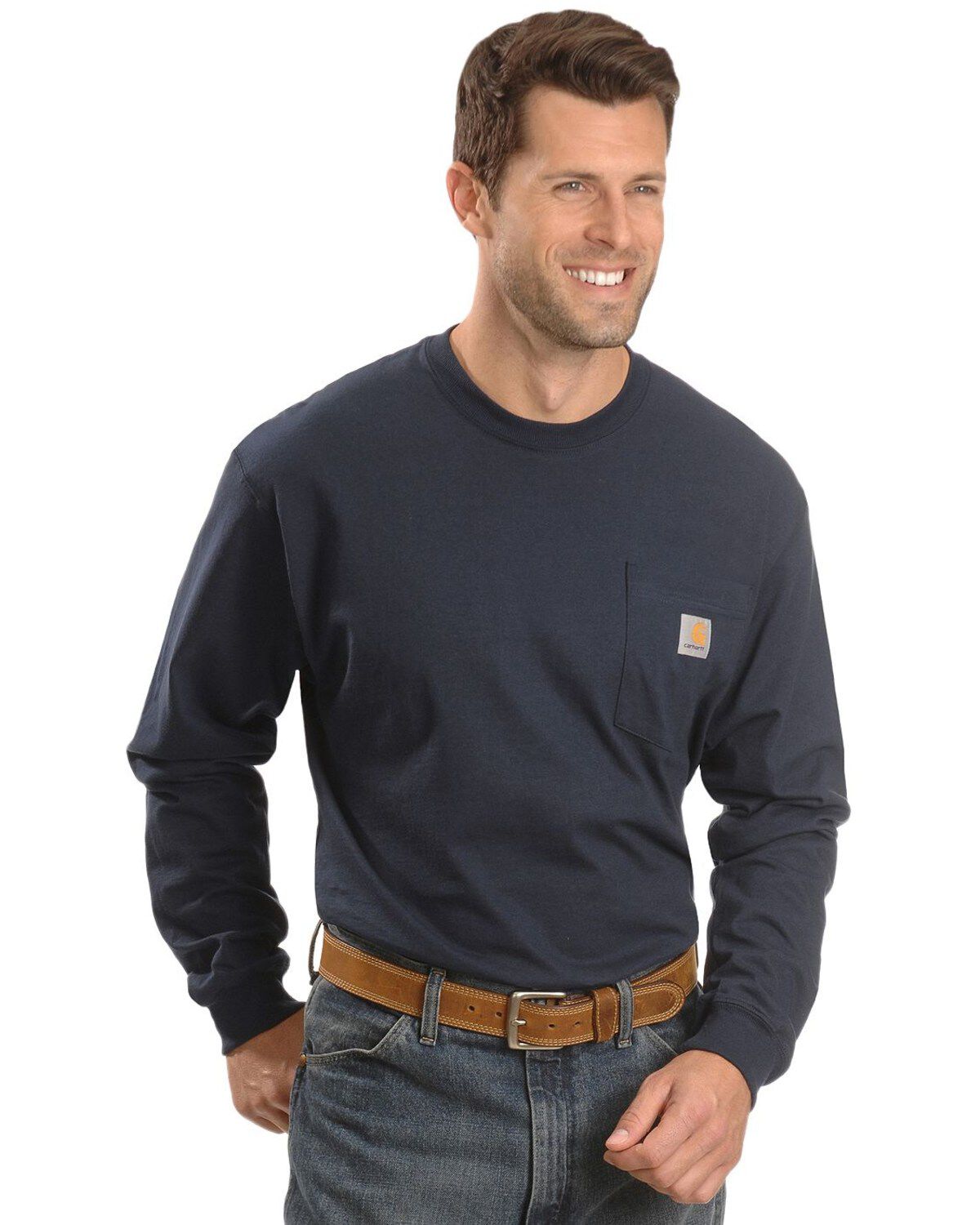 Carhartt Men's Loose Fit Heavyweight Long Sleeve Logo Pocket Work T-Shirt - Big & Tall