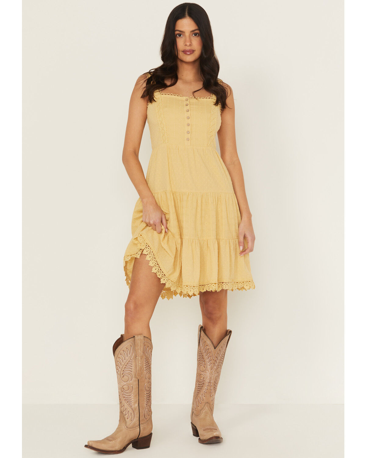 Miss Me Women's Eyelet Tiered Mini Dress
