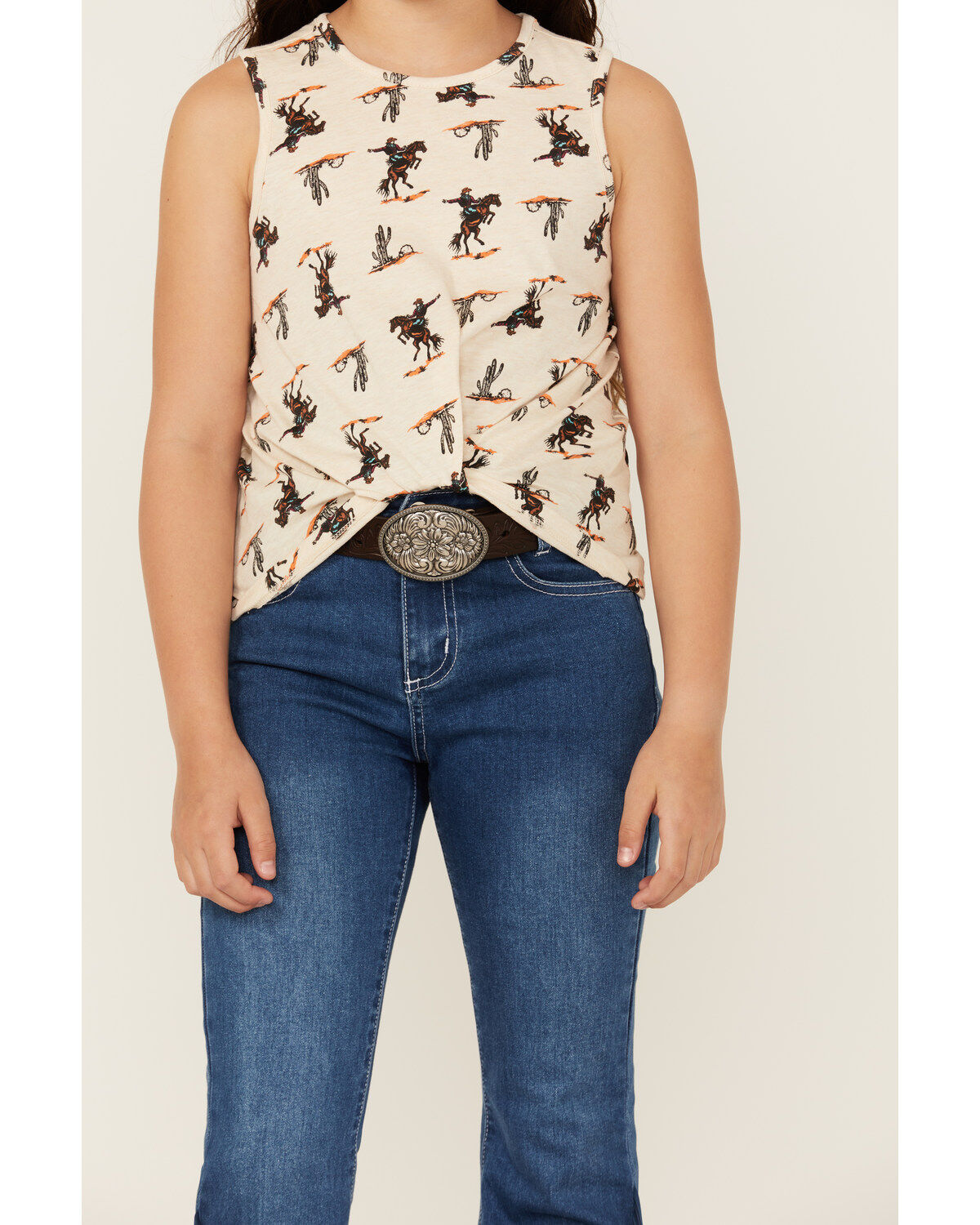Wrangler Girls' Rodeo Print Sleeveless Tank