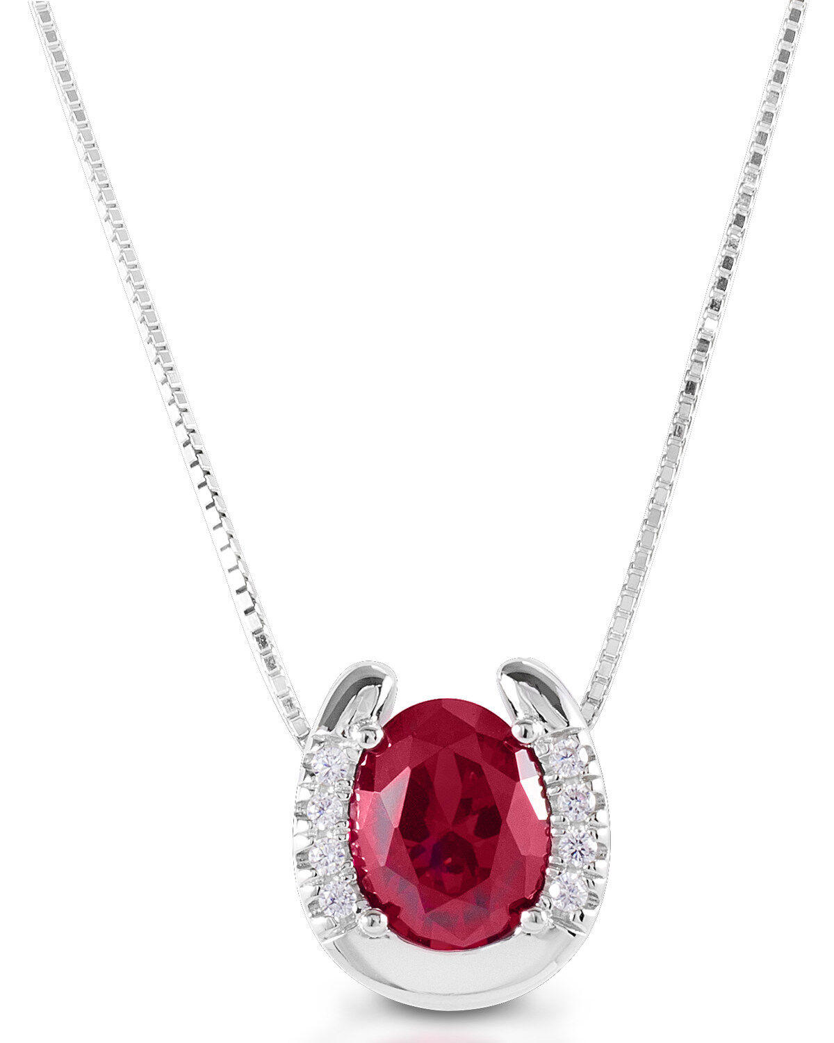Kelly Herd Women's Red Stone Horseshoe Necklace