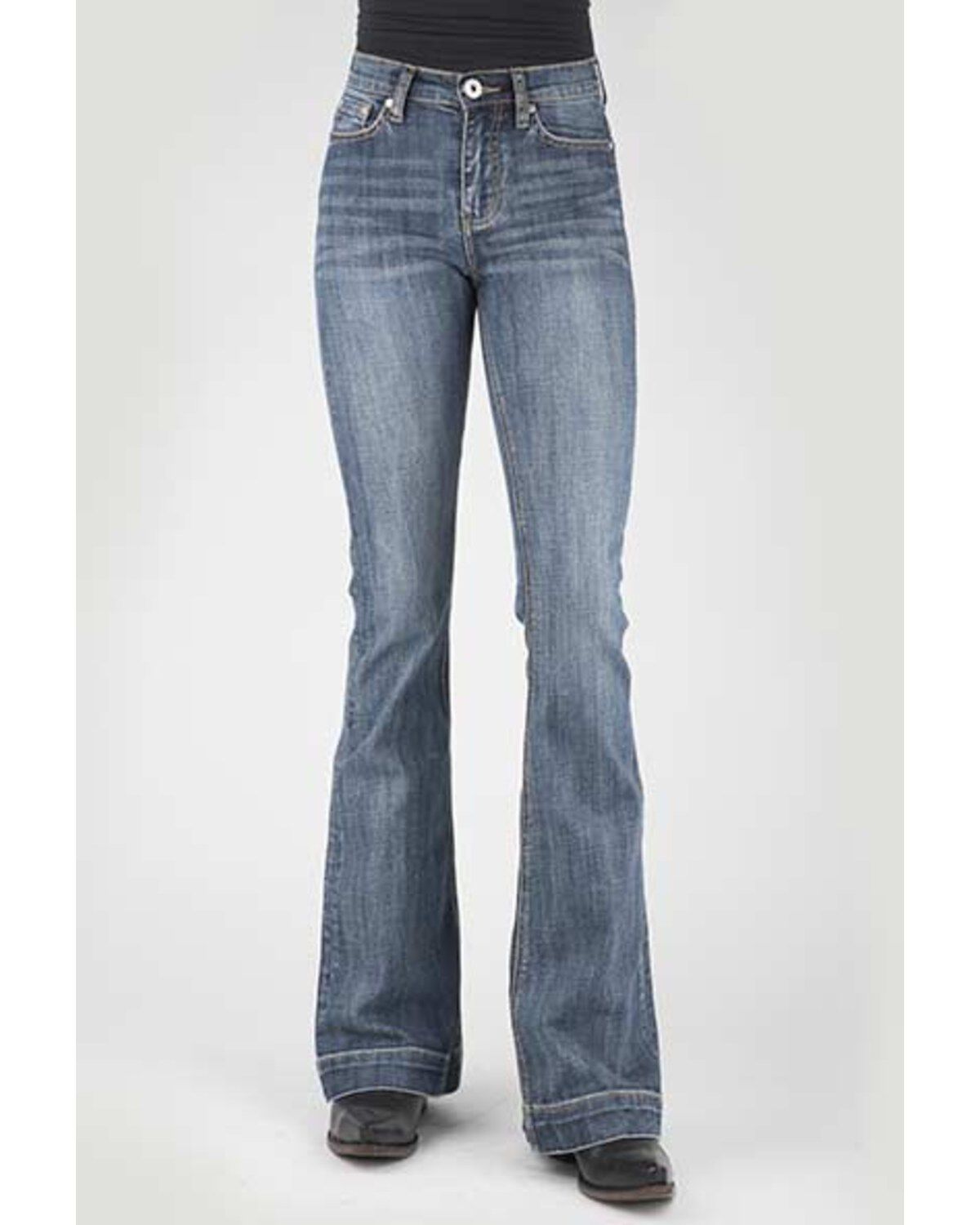 Stetson Women's 921 Medium Wash High Rise Plain Pocket Flare Jean