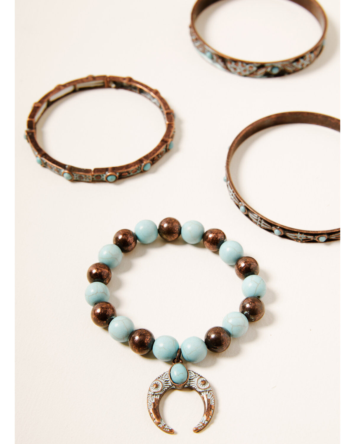 Shyanne Women's Crescent Bronze 4pc Stretch Bracelet Set