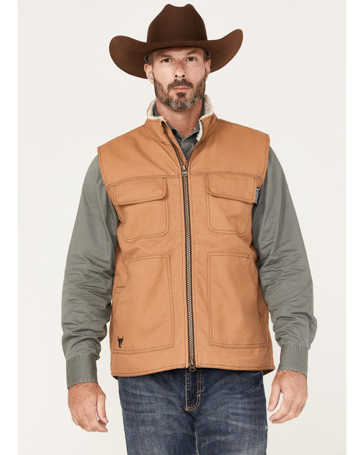 Cowboy Hardware Men's Ranch Canvas Berber Sherpa-Lined Vest