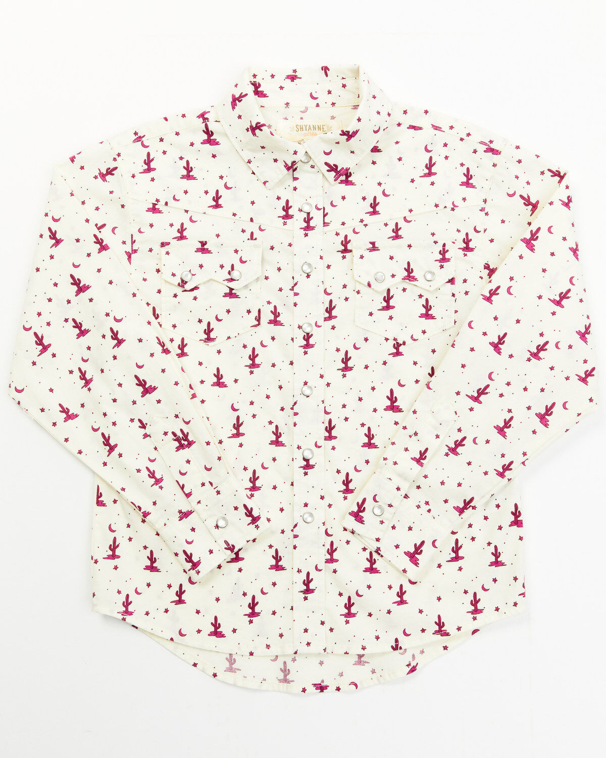 Shyanne Toddler Girls' Cactus Print Long Sleeve Pearl Snap Shirt