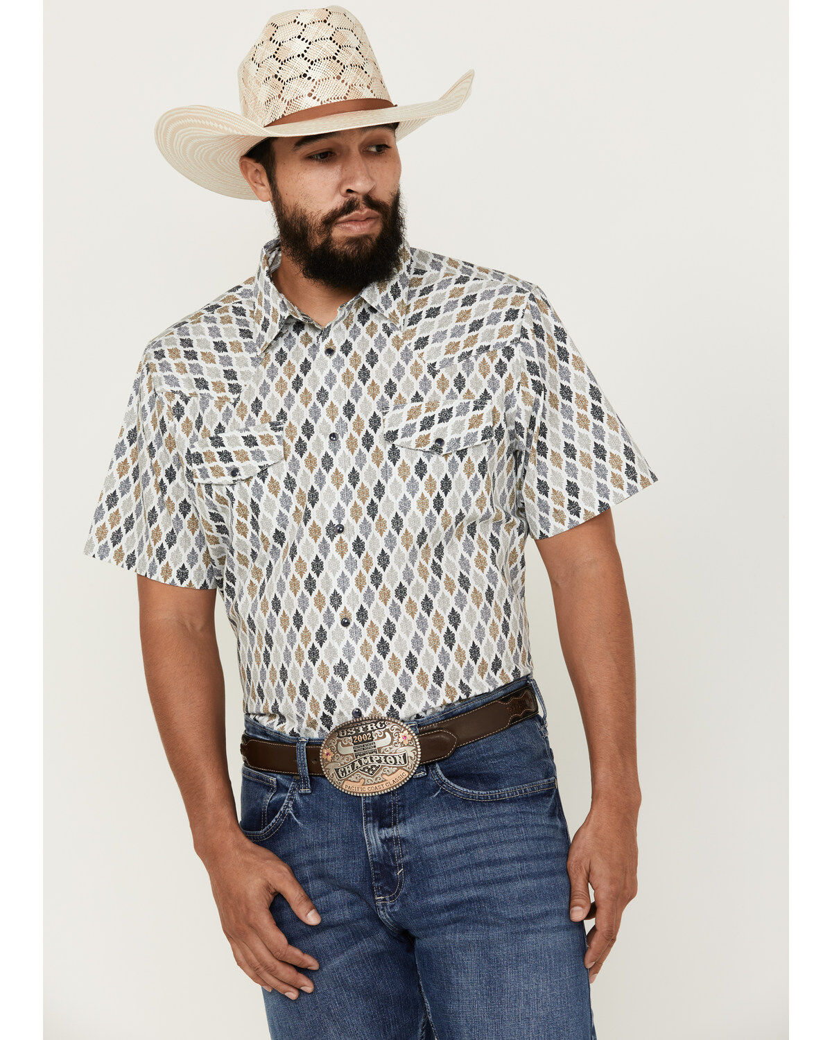 Gibson Men's Geo Print Short Sleeve Snap Western Shirt