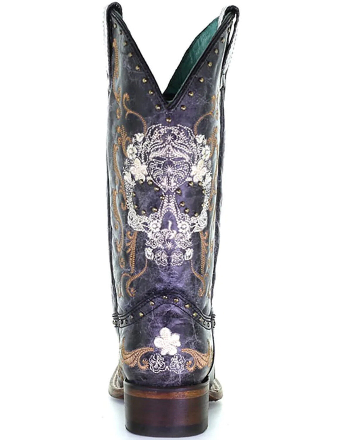 Corral Women's Floral Skull Embroidery & Studs Western Boots - Square Toe