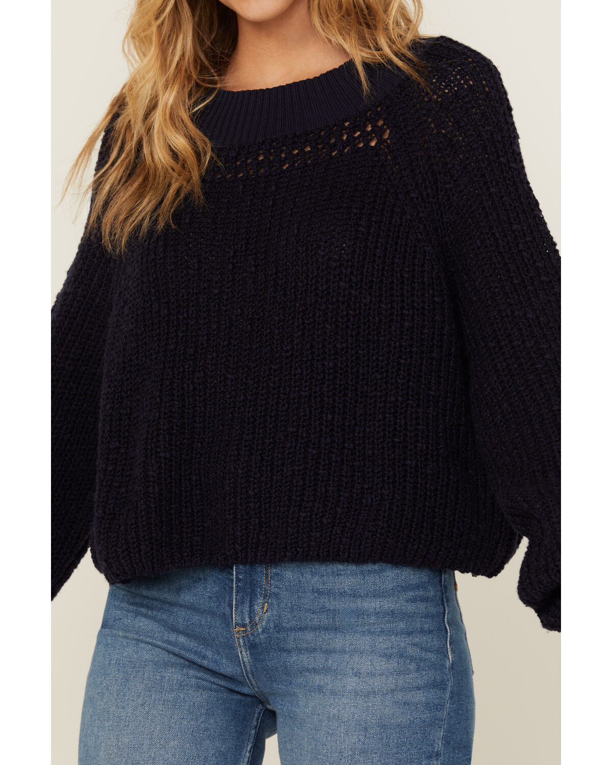 Cleo + Wolf Women's Celine Open Weave Cropped Sweater