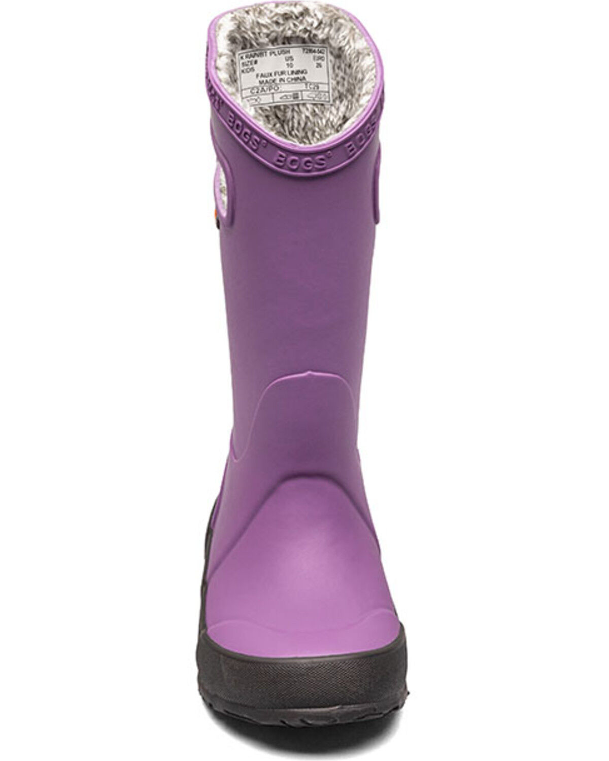 Bogs Girls' Solid Plush Rain Boots - Round Toe