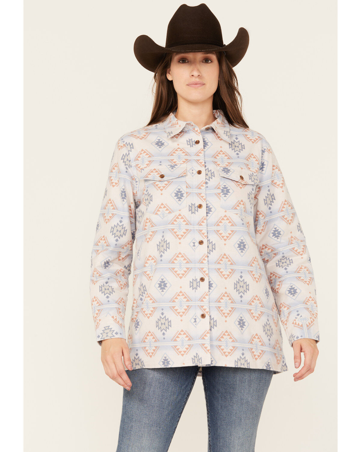 Ely Walker Women's Southwestern Print Sherpa Lined Flannel