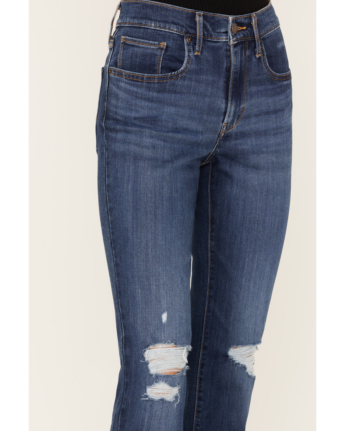 Levi's Women's 724 Dark Wash High Rise Distressed Straight Jeans