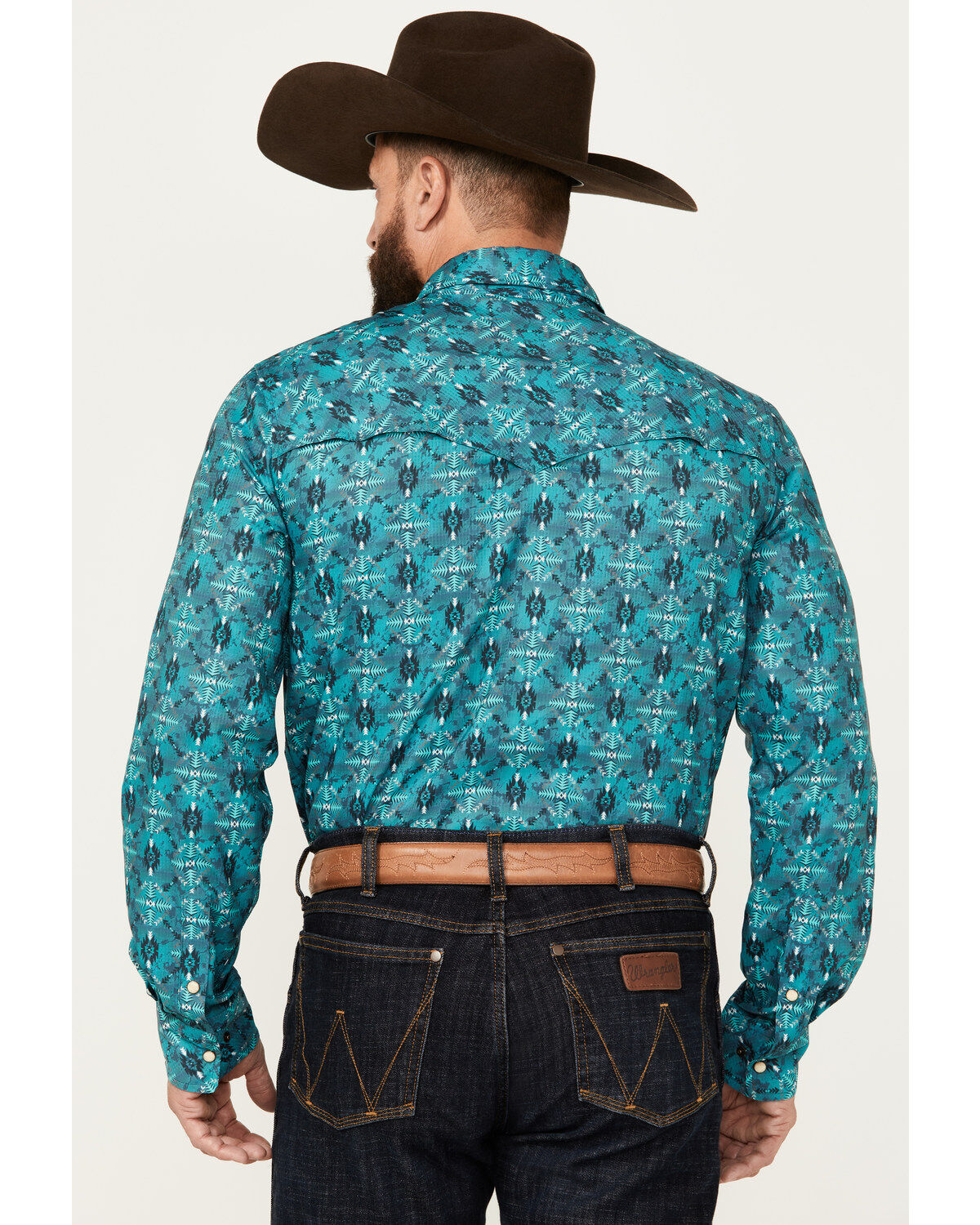 Rock & Roll Denim Men's Southwestern Print Ripstop Long Sleeve Snap Performance Western Shirt