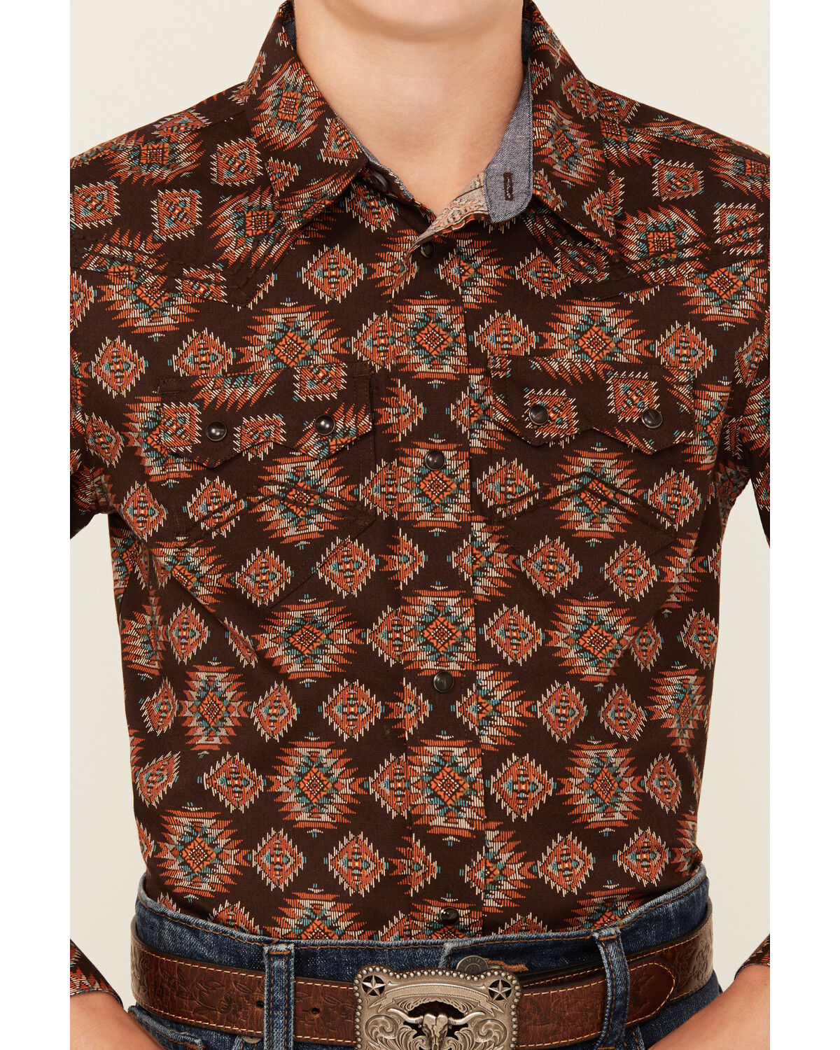 Cody James Boys' Bite The Bullet Southwestern Print Snap Western Shirt
